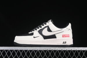 Nike Air Force 1'07 Low Supreme Collaboration Cream Black Air Force 1 Low Top Casual Skate Shoes HH7518-056