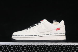 Nike Air Force 1'07 Low Supreme Collaboration Cream Black Air Force 1 Low Top Casual Skate Shoes XX3168-222