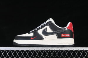 Nike Air Force 1'07 Low Supreme Collaboration Cream Black Red Air Force 1 Low Top Casual Skate Shoes DF0188-106