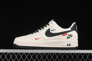 Nike Air Force 1'07 Low Supreme Collaboration Cream Black Nike Air Force 1 Low Top Casual Skate Shoes HH7518-038