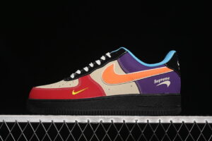 Nike Air Force 1'07 Low Supreme Collaboration Red Yellow Purple Air Force 1 Low Top Casual Skate Shoes KB1688-004