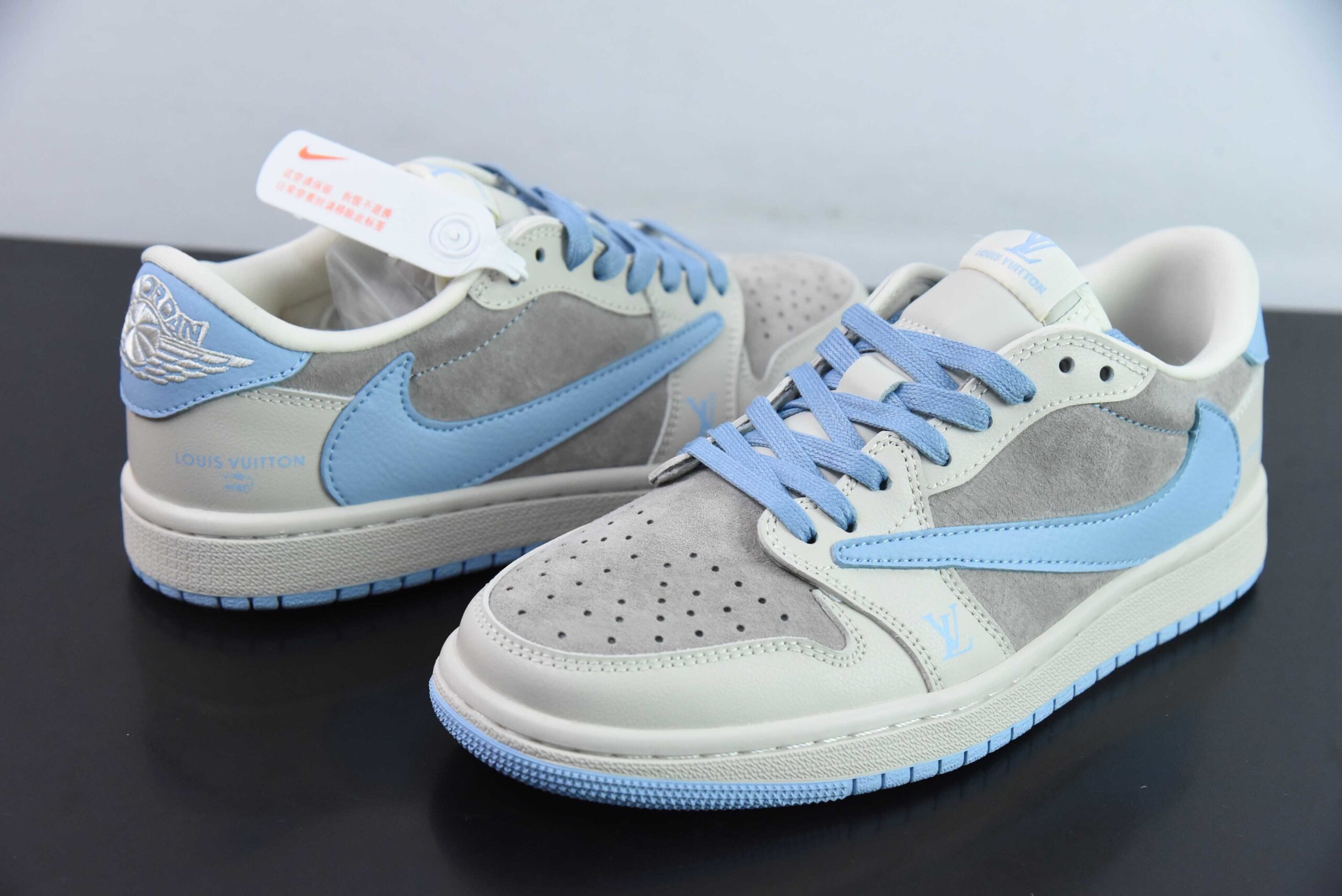 QLM13230045 Travis Scott x FDx Nike Air Jordan 1 OG Blue Low Top Culture Casual Skate Shoes LX1988-101
