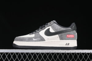 Nike Air Force 1'07 Low Supreme Collaboration Black Grey Air Force 1 Low Top Casual Skate Shoes XZ6188-792
