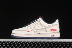 Nike Air Force 1'07 Low Supreme Collaboration Black Blue Air Force 1 Low Top Casual Skate Shoes HH7518-074