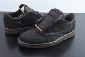 RHFU65794651 Travis Scott x Air Jordan 1 OG SP TS Collaboration Black Brown Reverse Swoosh Low Top DM7866-202