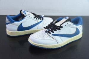 SNT15840531 Travis Scott x Air Jordan 1 OG SP TS Collaboration Reverse Swoosh Low Top White Blue Reverse Swoosh DM7866-104