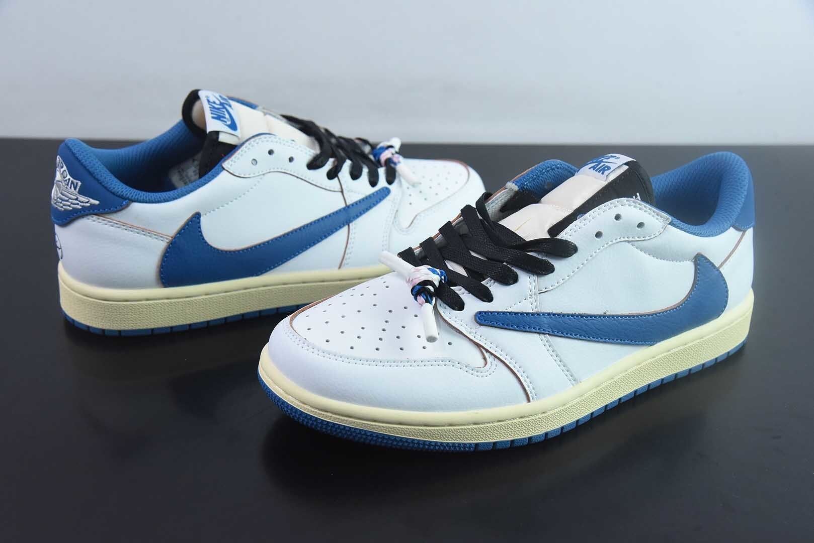 SNT15840531 Travis Scott x Air Jordan 1 OG SP TS Collaboration Reverse Swoosh Low Top White Blue Reverse Swoosh DM7866-104