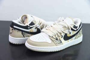 VAJM17456135 Nike AJ 1 Low SE"Heavy Tan Leather"Air Jordan 1 White Yellow FB7168-121