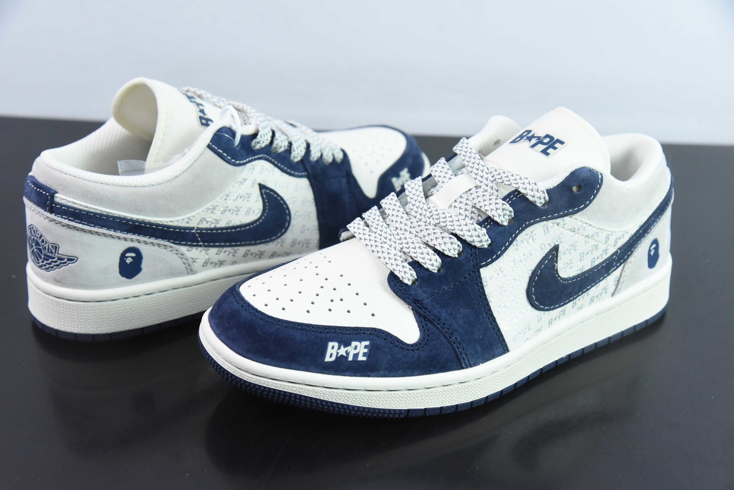 Glitter VFWV43697243 Nike Air Jordan 1 Collaboration White Grey Blue Star Pattern Low Top Basketball Shoes WG8850 015