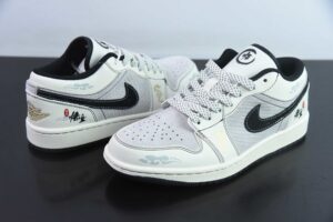 Custom VXRE33688348 Nike Air Jordan 1 Black Low Top Culture Basketball Shoes SJ9950-042