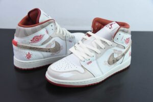 Year of the Snake WAJT33794734 Nike Air Jordan 1 CNY Mid Top Retro Basketball Shoes Red White FJ3458-160