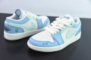 XFWQ35428449 Nike Air Jordan 1 Retro x BAPE Cream Blue Green JJ8688 006