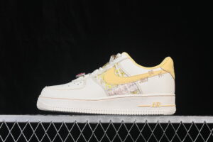 Nike Air Force 1'07 Low Yellow Air Force 1 Low Top Casual Skate Shoes Graffiti Hand Painted FJ7740-160
