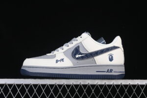 Nike Air Force 1'07 Low BaPe Collaboration Cream Grey Blue Air Force 1 Low Top Casual Skate Shoes SM6668-111