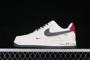 Nike Air Force 1'07 Low Cream Grey Red Air Force 1 Low Top Casual Skate Shoes DD1982-325