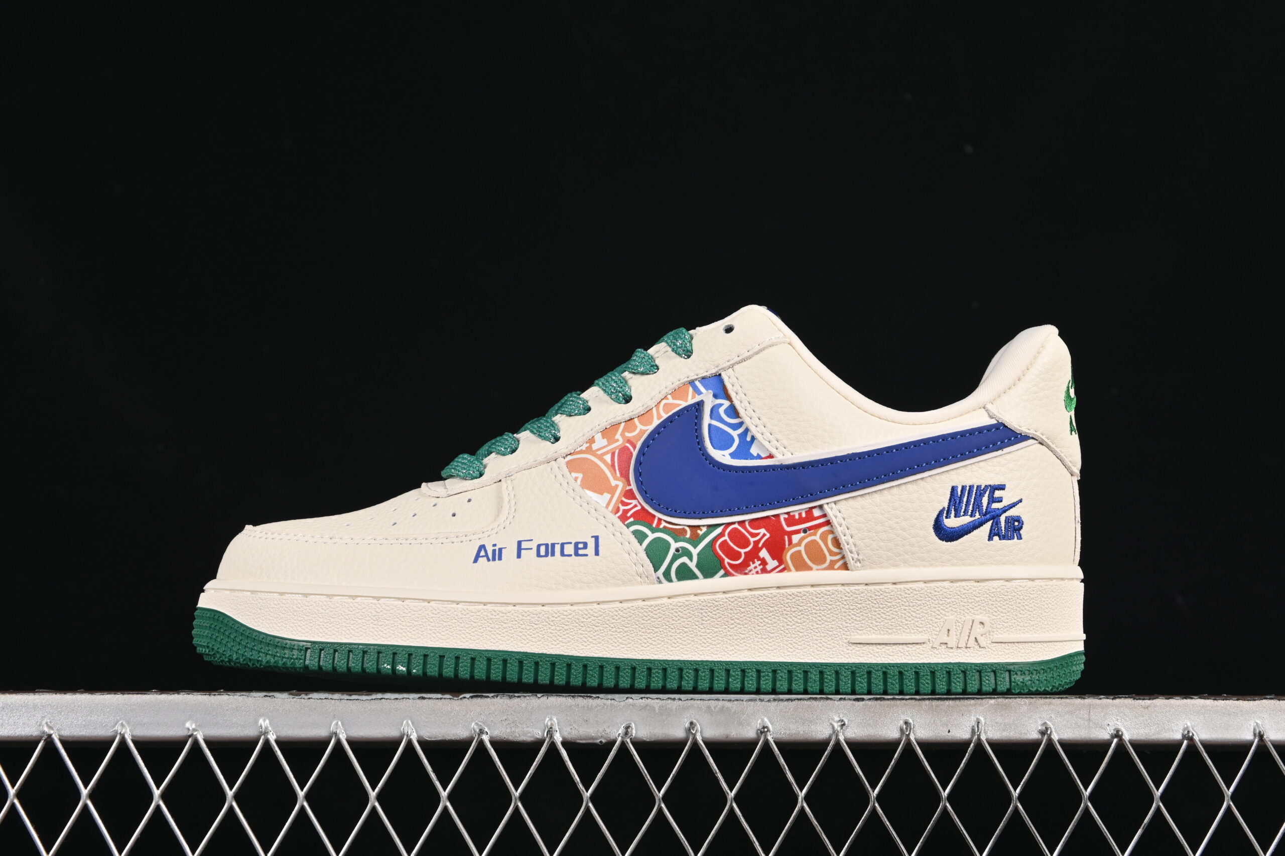 Nike Air Force 1'07 Low Cream Blue Green Air Force 1 Low Top Casual Skate Shoes KJ1688-001