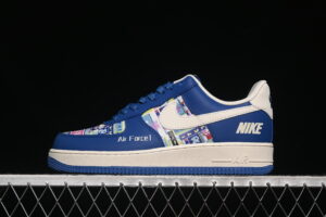 Nike Air Force 1'07 Low Nike Collaboration Blue White Air Force 1 Low Top Casual Skate Shoes KJ1688-009