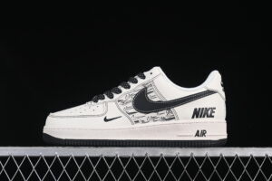 Nike Air Force 1'07 Low Nike Collaboration Cream Black Air Force 1 Low Top Casual Skate Shoes Custom HH7518-068