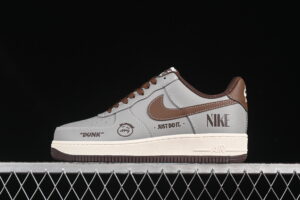 Nike Air Force 1'07 Low Nike Collaboration - Grey Brown Air Force 1 Low Top Casual Skate Shoes KK1988-073