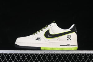 Nike Air Force 1'07 Low Collaboration Cream Black Green Air Force 1 Low Top Casual Skate Shoes QW5836-023