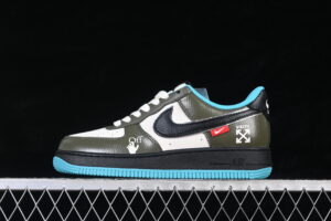 Nike Air Force 1'07 Low Collaboration Black Green Blue Low Top Casual Skate Shoes QW5836-022