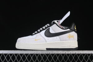 Nike Air Force 1'07 Low Collaboration White Black Grey Air Force 1 Low Top Casual Skate Shoes YF9511-805