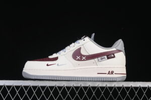 Nike Air Force 1'07 Low Collaboration Cream Grey Red Air Force 1 Low Top Casual Skate Shoes Double Swoosh QW5606-268