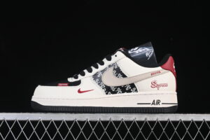Nike Air Force 1'07 Low Collaboration Cream White Black Black Red Low Top Casual Skate Shoes Custom XD2588-610