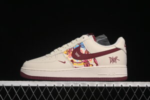 Nike Air Force 1'07 Low Collaboration Cream Red Air Force 1 Low Top Casual Skate Shoes Graffiti HJ3318-002
