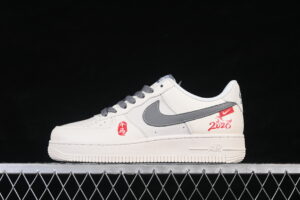 Nike Air Force 1'07 Low Limited Cream Grey Red Air Force 1 Low Top Casual Skate Shoes Year of the Horse MZ9588-822