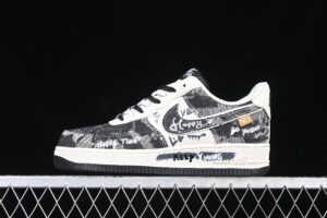 Nike Air Force 1'07 Low "Black Jeans" Black Air Force 1 Low Top Casual Sports Skate Shoes Graffiti FB0607-660