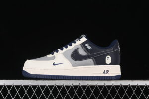 Nike Air Force 1'07 Low Bape Collaboration - Blue Cream Grey Air Force 1 Low Top Casual Skate Shoes BB6566-206