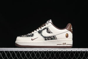 Nike Air Force 1'07 Low Bape Collaboration - Cream Brown Air Force 1 Low Top Casual Skate Shoes KK1988-019