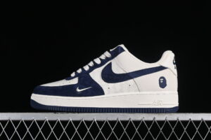 Nike Air Force 1'07 Low BAPE Collaboration - Cream White Blue Air Force 1 Low Top Casual Skate Shoes BA8806-222