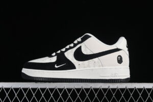 Nike Air Force 1'07 Low BAPE Collaboration - Cream White Black Air Force 1 Low Top Casual Skate Shoes BA8806-845