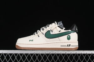 Nike Air Force 1'07 Low Bape Collaboration - Cream Green Air Force 1 Low Top Casual Skate Shoes SJ1198-100