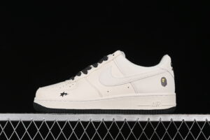 Nike Air Force 1'07 Low Bape Collaboration - Cream Black Star Pattern Air Force 1 Low Top Casual Skate Shoes Glitter FG6688-103