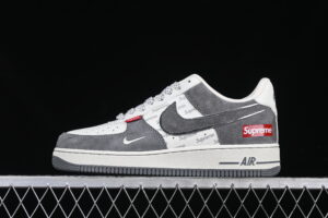 Nike Air Force 1'07 Low Supreme Collaboration Grey Red Air Force 1 Low Top Casual Skate Shoes CH6336-510