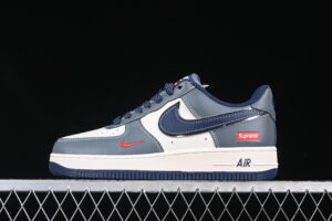 Nike Air Force 1'07 Low Supreme Collaboration Grey Blue Red Air Force 1 Low Top Casual Skate Shoes XZ6188-382