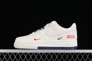 Nike Air Force 1'07 Low Supreme Collaboration - White Blue Air Force 1 Low Top Casual Skate Shoes XZ6188-001