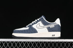 Nike Air Force 1'07 Low Supreme Collaboration - White Blue Air Force 1 Low Top Casual Skate Shoes KK1988-009
