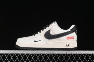 Nike Air Force 1'07 Low Supreme Collaboration - White Black Colorway Air Force 1 Low Top Casual Skate Shoes XZ3368-001