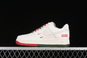 Nike Air Force 1'07 Low Supreme Collaboration - Cream White Red Green Air Force 1 Low Top Casual Skate Shoes XZ6188-009