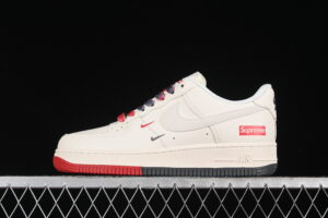 Nike Air Force 1'07 Low Supreme Collaboration - Cream White Red Blue Air Force 1 Low Top Casual Skate Shoes XZ6188-228