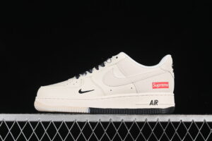 Nike Air Force 1'07 Low Supreme Collaboration - Cream White Black Air Force 1 Low Top Casual Skate Shoes BB7577-217