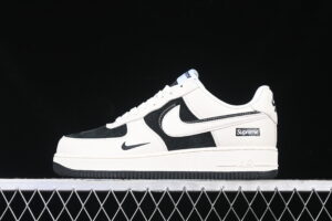 Nike Air Force 1'07 Low Supreme Collaboration - Cream Black Air Force 1 Low Top Casual Skate Shoes Double Swoosh DF0188-019