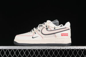 Nike Air Force 1'07 Low Supreme Collaboration - Red Grey Air Force 1 Low Top Casual Skate Shoes SJ1198-600