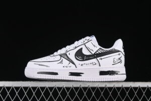 Nike Air Force 1'07 Low Black White Air Force 1 Low Top Casual Skate Shoes Custom Hand Painted CT7724-111