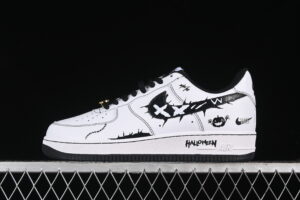 Nike Air Force 1'07 Low Black White Air Force 1 Low Top Casual Skate Shoes Hand Painted CT2585-100