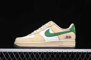 Nike Air Force 1'07 Low Collaboration - White Brown Green Air Force 1 Low Top Casual Skate Shoes KK1988-024